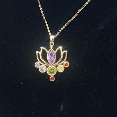 Purple Stone Stone Necklace 925 Silver 7.41g